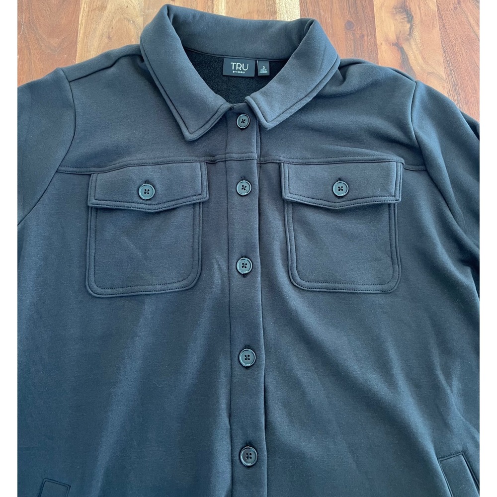 TRU by Torrid Black Fleece Lined Knit Shacket Shirt Jacket Plus Size 3 3X